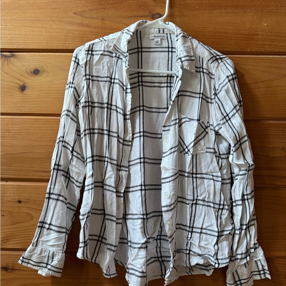 Croft & Barrow White and Black Plaid Women's Top